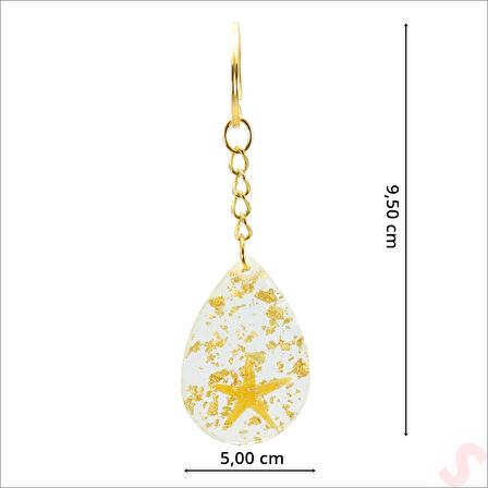 Epoksi Yıldızlı Anahtarlık, Altın - 10 Adet