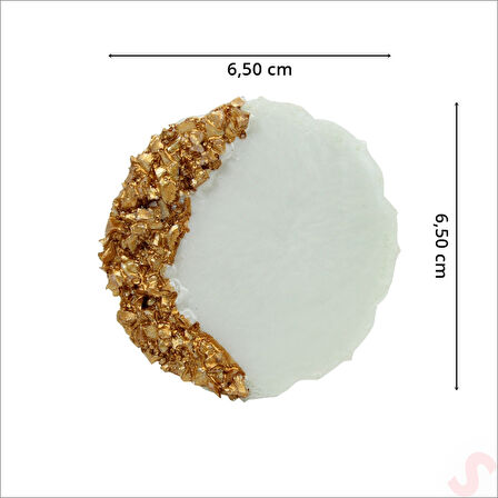 Epoksi Taşlı 6,50 cm Magnet, Altın - 10 Adet