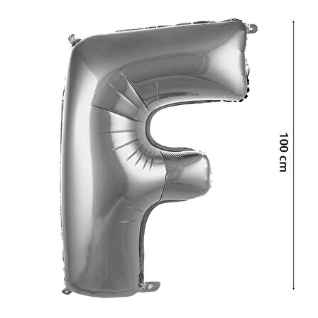 F Harf Folyo Balon, 100 cm - Gümüş
