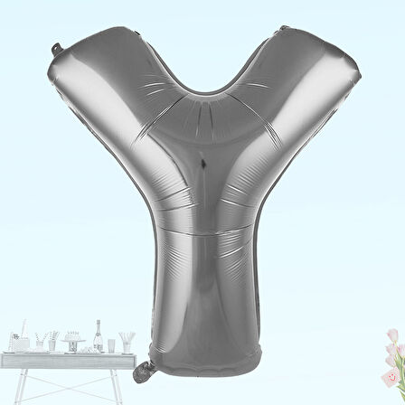 Y Harf Folyo Balon, 100 cm - Gümüş