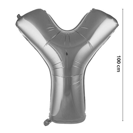 Y Harf Folyo Balon, 100 cm - Gümüş