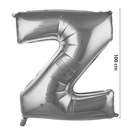 Z Harf Folyo Balon, 100 cm - Gümüş