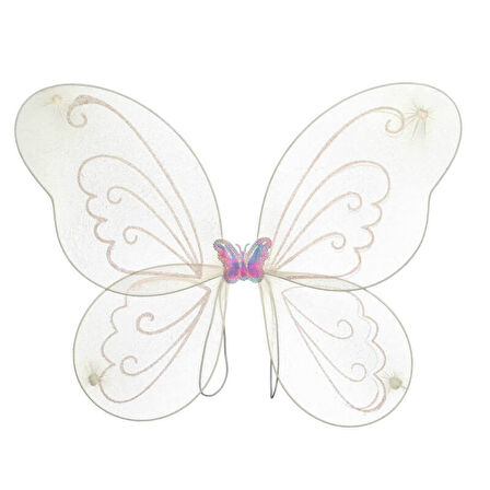 Kelebek Kanat, Asa ve Taç 3'lü Set - Beyaz