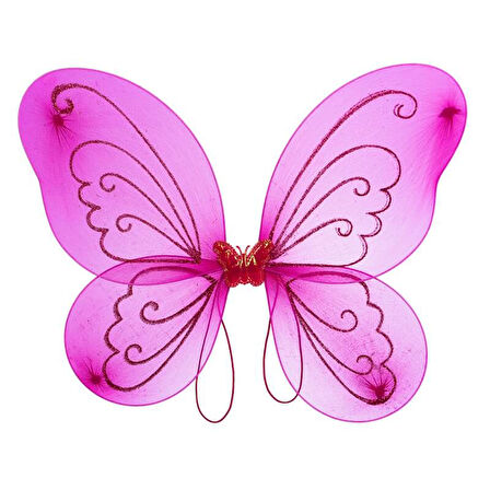 Kelebek Kanat, Asa ve Taç 3'lü Set - Fuşya