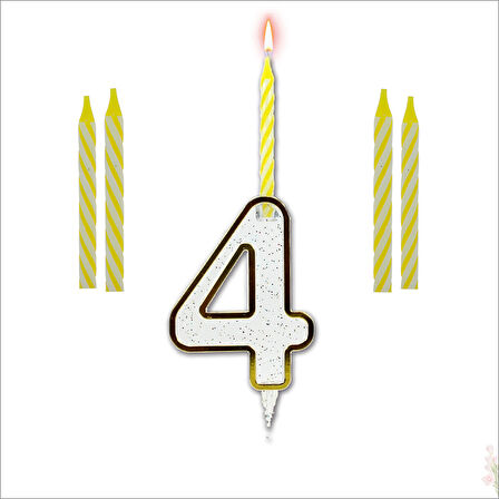 4 Rakam Şeffaf Mumluk ve 4 adet MuM