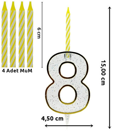 8 Rakam Şeffaf Mumluk ve 4 adet MuM