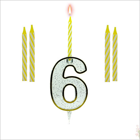 6 Rakam Şeffaf Mumluk ve 4 adet MuM