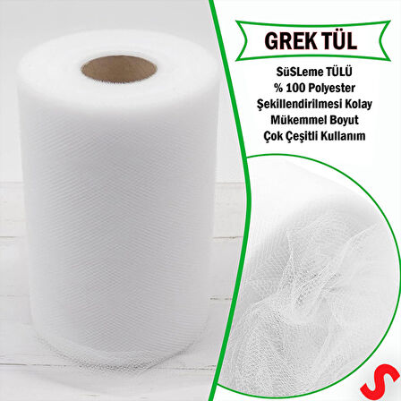 SüSLeme Tülü Grek Tül Rulo, 66 cm x 10 mt - Beyaz