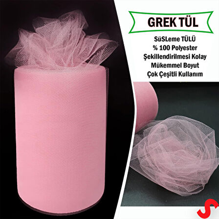 SüSLeme Tülü Grek Tül Rulo, 66 cm x 10 mt - Pembe