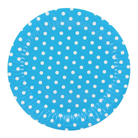 Puanlı, Mavi Karton Tabak - 23,00 cm - 8 Adet