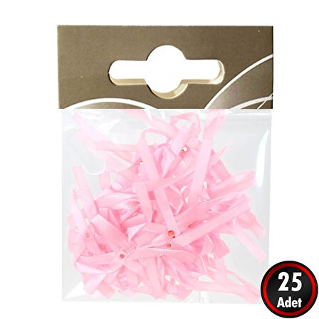 Saten Hazır Fiyonk, 6 x 6 cm - 25 Adet - Renk Seçenekli - PEMBE