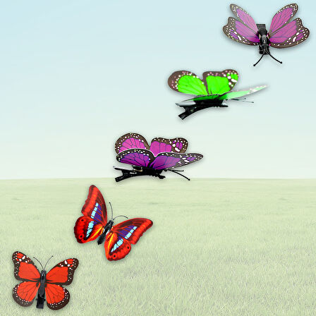 3 Boyutlu ve Mandallı, Çok Renkli Kelebek SüS - 5 Adet