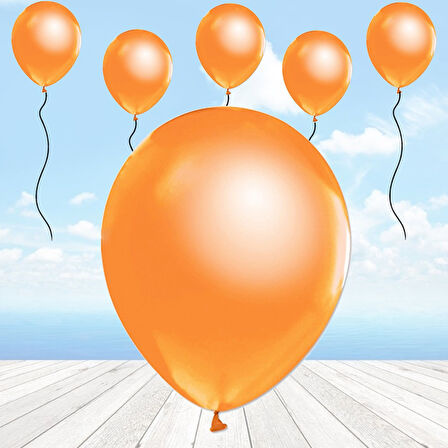 Metalik Parlak Balon, 10 Adet - Turuncu