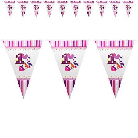 1 Yaş Bayrak Flama, 2,10 mt, Pembe