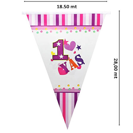 1 Yaş Bayrak Flama, 2,10 mt, Pembe