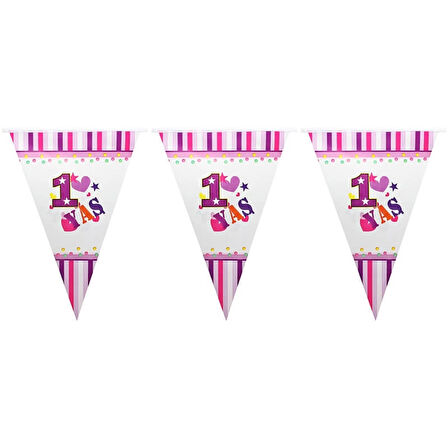 1 Yaş Bayrak Flama, 2,10 mt, Pembe