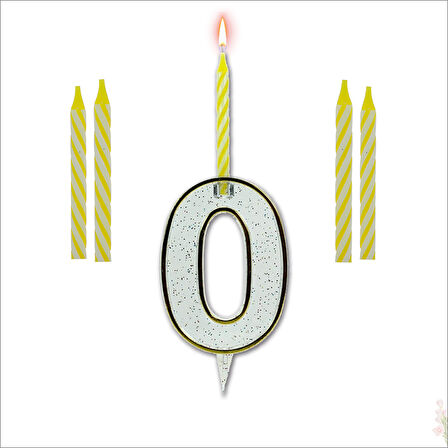 0 Rakam Şeffaf Mumluk ve 4 adet MuM