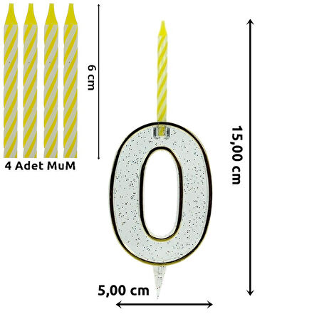 0 Rakam Şeffaf Mumluk ve 4 adet MuM