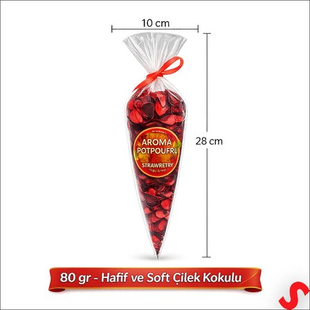 Gerçek Kurutulmuş Gül Yaprağı, Çilek Kokulu - Kırmızı