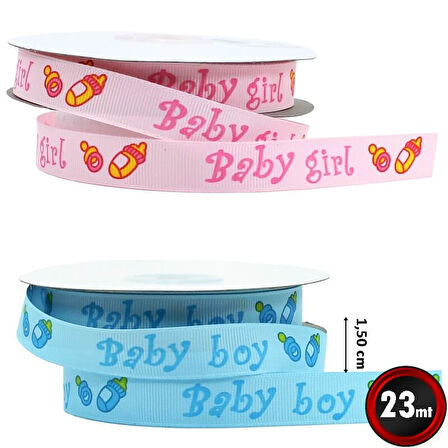 Grogren Kurdele, Baby Boy / Girl, 1,5 cm x 23 mt - Renk Seçenekli - PEMBE