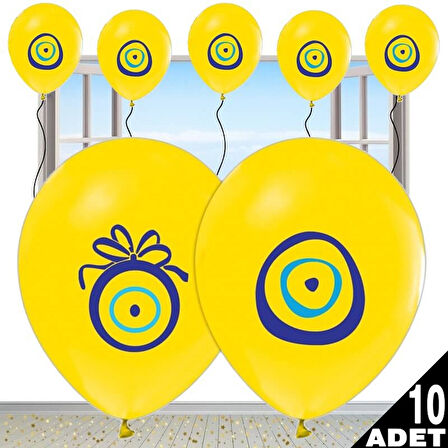 Nazarlı Sarı Balon - 10 Adet