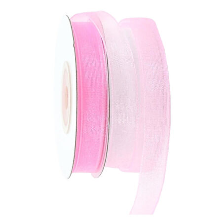 Organze Kurdele, 1,00 cm x 23 mt -  6 Renk Seçenekli - PEMBE