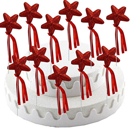 Yıldız Çubuk, 23 cm x 5,5 cm Kırmızı - 10 Adet