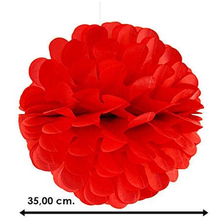 Kağıt Çiçek Top Süs - 35 cm MAVİ