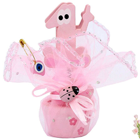 1 Yaş Figürlü SüSlü Notluk - Pembe Keseli