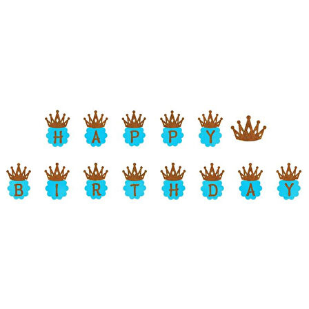 Happy Birtyday Banner - Simli - Mavi - 3,00 mt