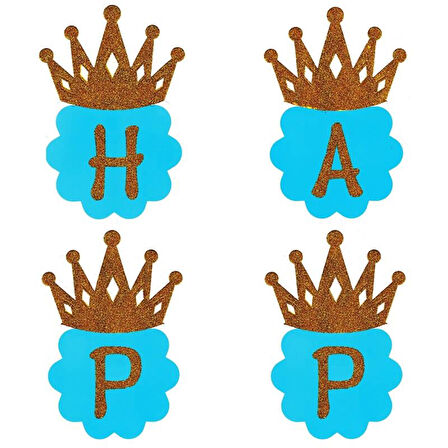 Happy Birtyday Banner - Simli - Mavi - 3,00 mt