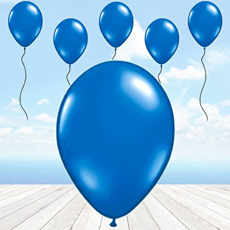 Metalik Parlak Balon, 10 Adet - Lacivert 