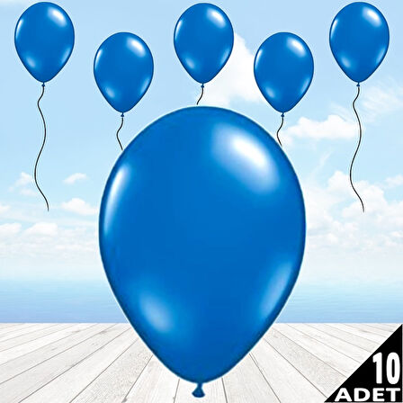 Metalik Parlak Balon, 10 Adet - Lacivert 