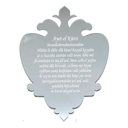 Ayna Pleksi Ayet-el Kürsi - Mor Süslü - Magnet - Gümüş