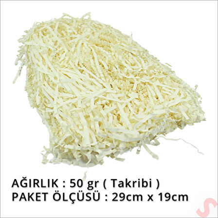Zikzak Kırpıntı Kağıt Paketleme Dolgu Malzemesi, 50 gr - Krem