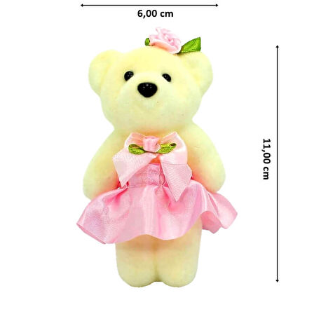 Süslü Minik Ayıcık Süs, 11cm x 6cm - Pembe