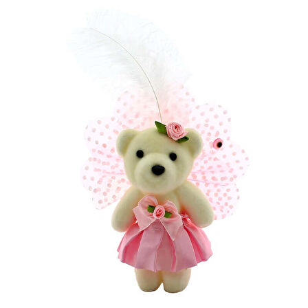 Süslü Minik Ayıcık Süs, 11cm x 6cm - Pembe