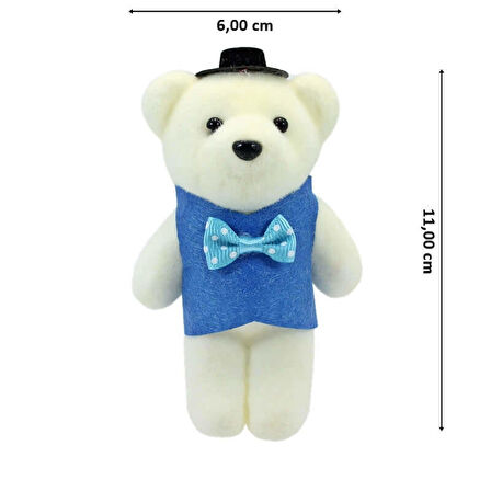 Süslü Minik Ayıcık Süs, 11cm x 6cm - 1 Adet Mavi
