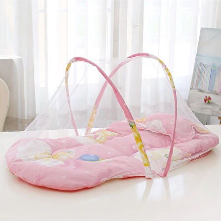 Katlanabilir Bebek Cibinlik Sineklik Seti, 92 cm - Pembe