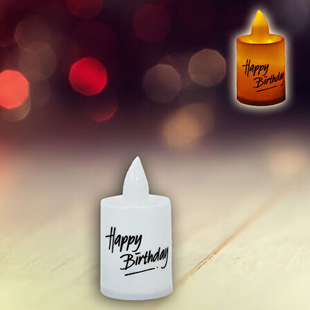 Happy Birthday Pilli Led MuM, 6,00 cm x 3,50 cm - Beyaz