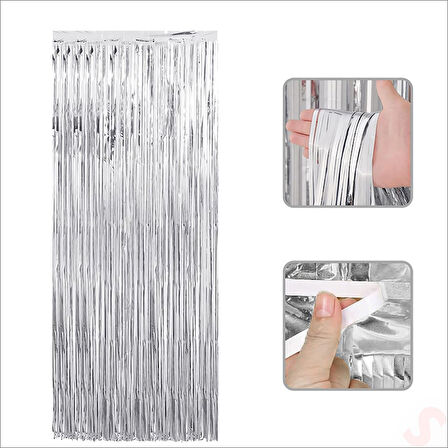 Kapı, Duvar ve Arka Fon Saçaklı Perde 1mt x 2mt - Gümüş