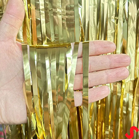 Kapı, Duvar ve Arka Fon Saçaklı Perde 1mt x 2mt - Altın