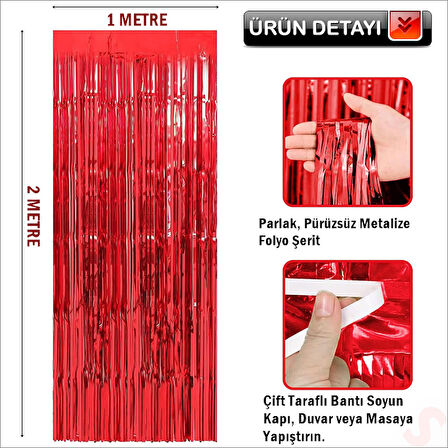 Kapı, Duvar ve Arka Fon Saçaklı Perde 1mt x 2mt - Kırmızı