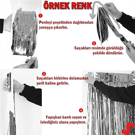 Kapı, Duvar ve Arka Fon Saçaklı Perde 1mt x 2mt - Kırmızı