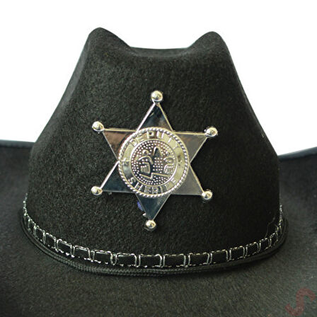 Kovboy Şerif Şapkası 36x26x14cm - Siyah