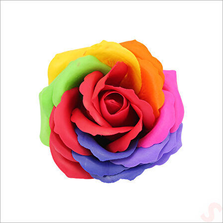 Yapay Çiçek, Gökkuşağı  7 / 8 cm Sabun Gül Kafası - 1 Adet