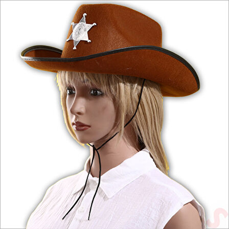 Kovboy Şerif Şapkası 36x26x14cm - Kahve