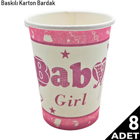 Baby Shower Karton Bardak, Pembe - 8 Adet