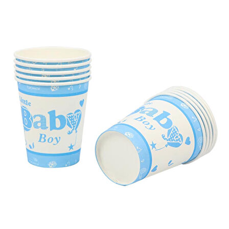 Baby Shower Karton Bardak, Mavi - 8 Adet