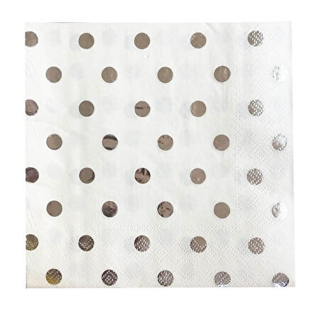 Varak Baskılı Puanlı Peçete, Gümüş - 33 x 33 cm - 10 Adet